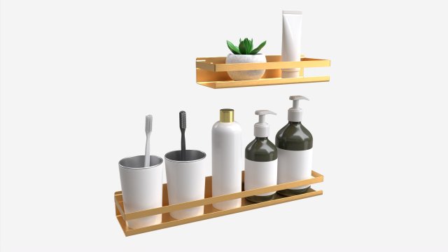 Bathroom Corner Shelves 01 3D Model .c4d .max .obj .3ds .fbx .stl .blend 
