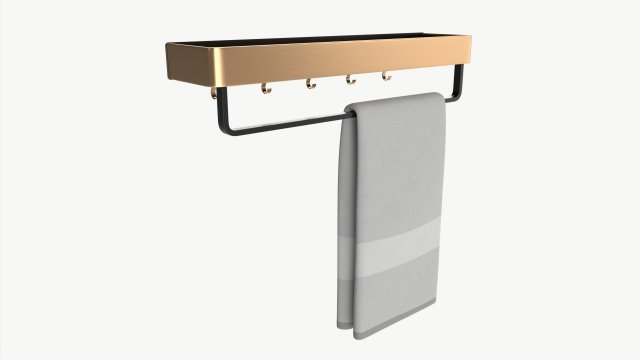 Bathroom shelf with rack and towel Model 3D .c4d .max .obj .3ds .fbx .stl .blend 