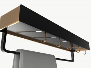 Bathroom shelf with rack and towel 3D Model