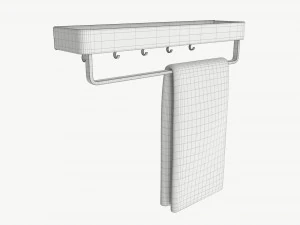 Bathroom shelf with rack and towel 3D Model