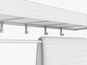Bathroom shelf with rack and towel 3D Model