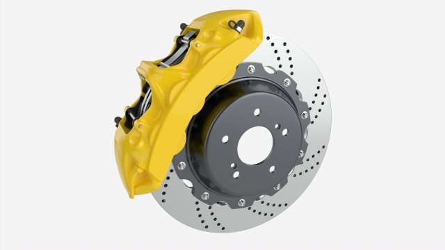 Brake disk with caliper 3D 模型 .c4d .max .obj .3ds .fbx .stl .blend 
