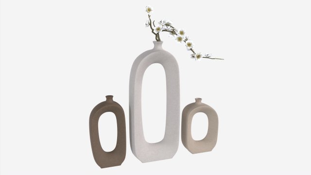 Brushed Ceramic Flower Vases 3Dモデル .c4d .max .obj .3ds .fbx .stl .blend 