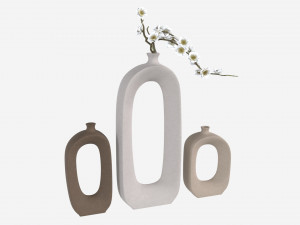Brushed Ceramic Flower Vases 3D Модель