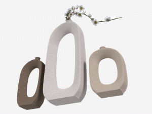 Brushed Ceramic Flower Vases 3Dモデル