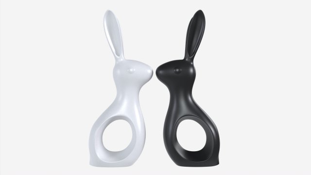 Ceramic Hare Figurines 3D Model .c4d .max .obj .3ds .fbx .stl .blend 