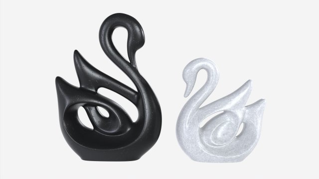 Ceramic Swan Figurines 3D Model .c4d .max .obj .3ds .fbx .stl .blend 