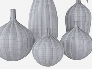 Ceramic white vase set with plants Modelo 3D