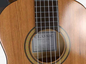 स्टैंड के साथ क्लासिक ध्वनिक गिटार 3D मॉडल