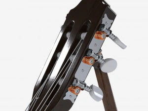 स्टैंड के साथ क्लासिक ध्वनिक गिटार 3D मॉडल