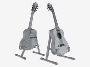 Classic acoustic guitar with stand 3D Модель