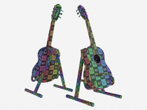 Classic acoustic guitar with stand 3D Модель
