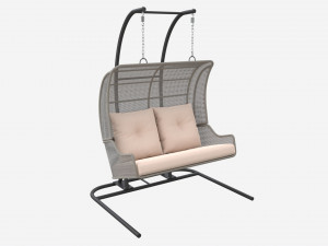 Double Steel Garden Hanging Chair 3D Model