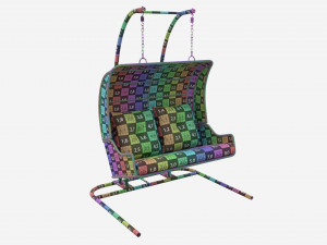 Double Steel Garden Hanging Chair Modello 3D