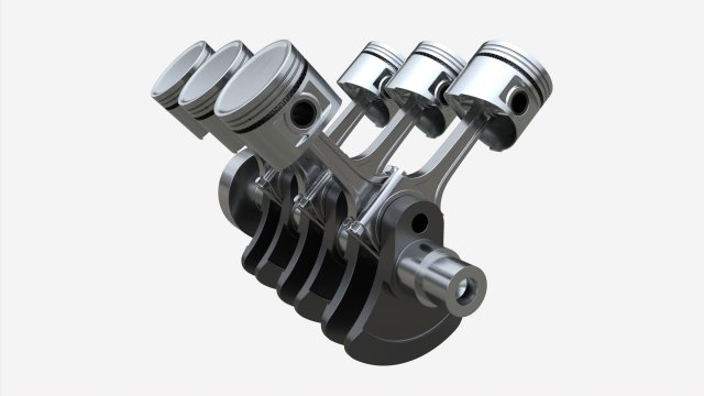 Engine crankshaft and pistons 3Dモデル .c4d .max .obj .3ds .fbx .stl .blend 