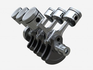 Engine crankshaft and pistons 3D Модель