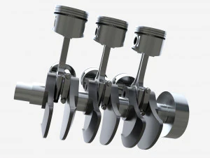 Engine crankshaft and pistons 3D Model