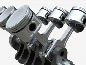 Engine crankshaft and pistons 3D Model