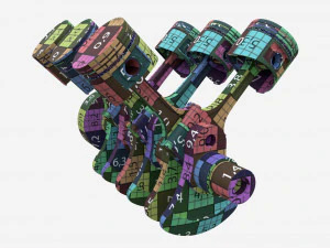 Engine crankshaft and pistons 3D Model