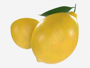 Fresh lemon with slice and leaf 02 Modelo 3D