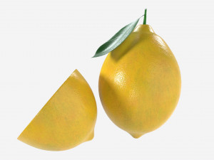 Fresh lemon with slice and leaf 02 Modelo 3D