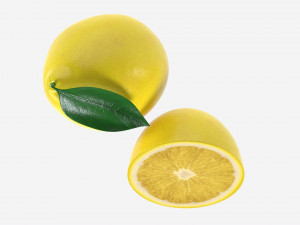 Fresh lemon with slice and leaf yellow Modello 3D