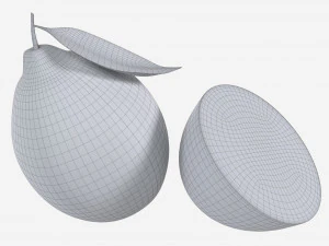 Fresh lemon with slice and leaf yellow 3D Model