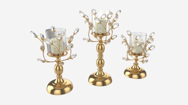 Golden Candle Holders 3D 模型 .c4d .max .obj .3ds .fbx .stl .blend 