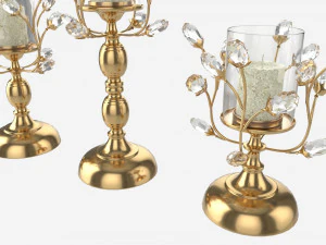 Golden Candle Holders 3D Model