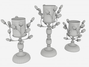 Golden Candle Holders 3D 模型