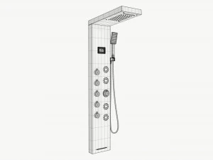 Sistema de torneira de torre de painel com display 02 Modelo 3D
