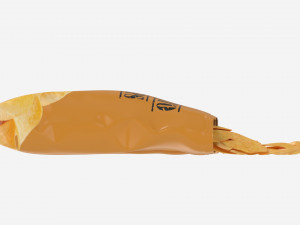 Potato chips package on ground opened with folds mockup 03 Modello 3D