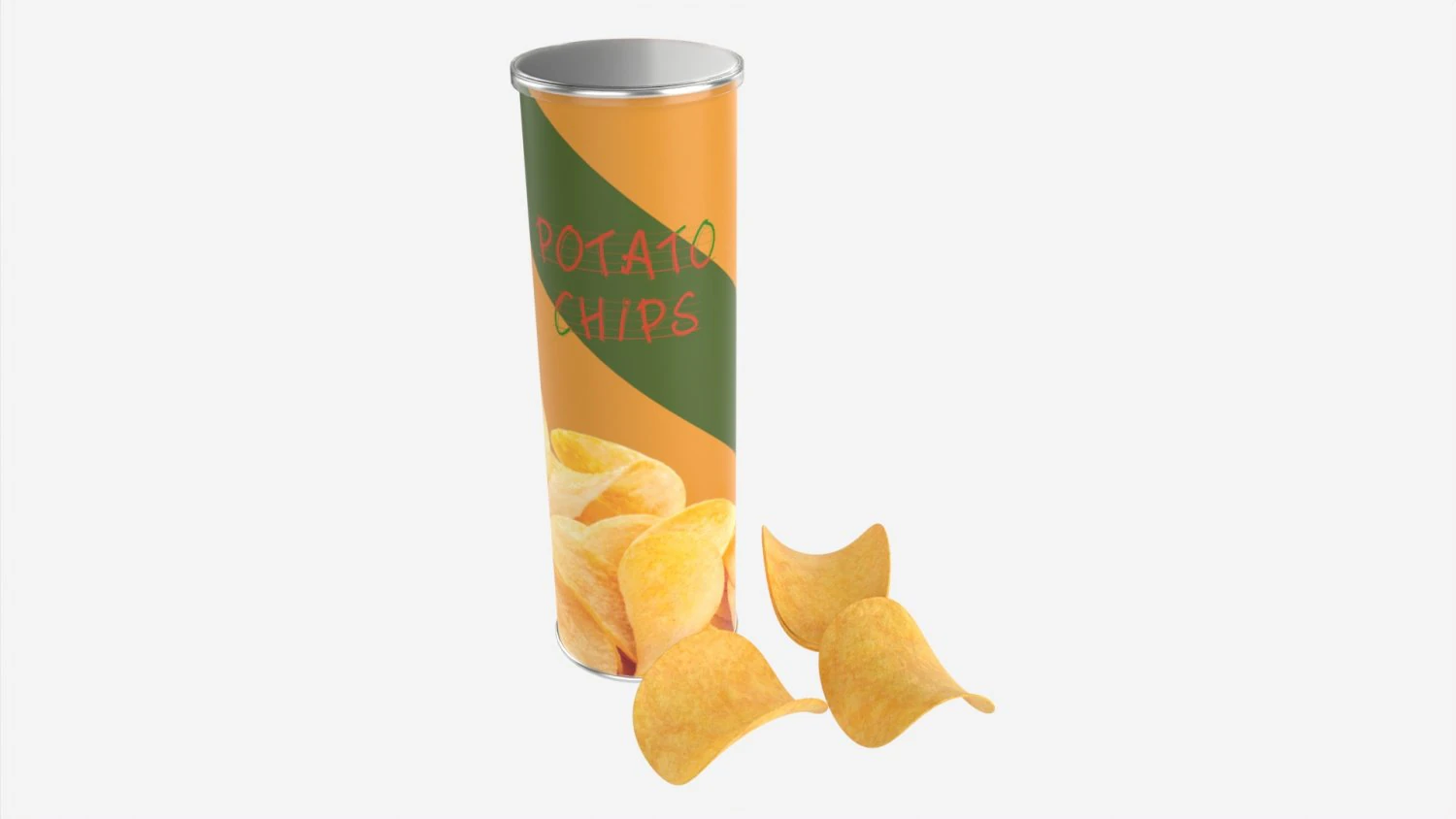 Potato chips with tube packaging 3D Model .c4d .max .obj .3ds .fbx .stl .blend
