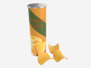 Potato chips with tube packaging 3D Model