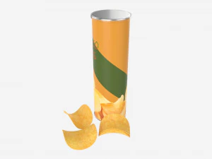 Potato chips with tube packaging 3D Model