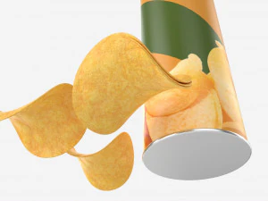 Potato chips with tube packaging 3D Model