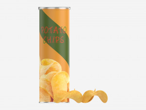 Potato chips with tube packaging Modèle 3D