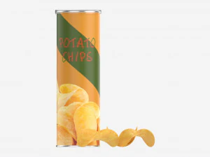 Potato chips with tube packaging 3D Model