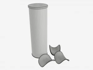 Potato chips with tube packaging 3D Model