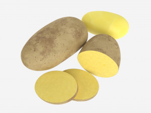 Potato whole half and slices 02 3D Model