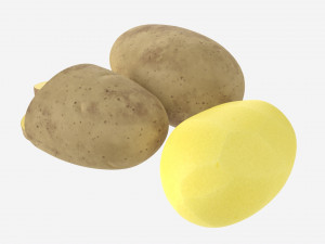 Potato whole half and slices 02 3D Model