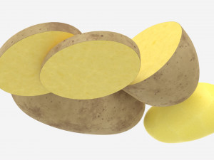 Potato whole half and slices 02 3D Model