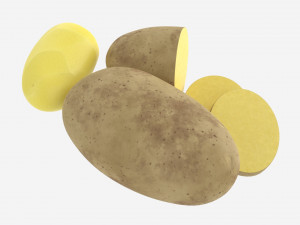 Potato whole half and slices 02 3D Model