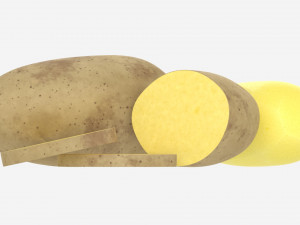 Potato whole half and slices 02 3D Model