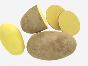 Potato whole half and slices 02 3D Model