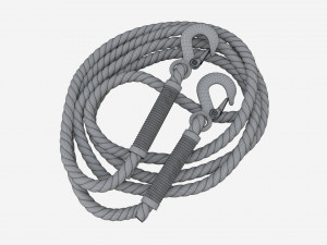 Towing Rope With Metal Hooks 3D Model