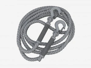 Towing Rope With Metal Hooks 3D Model
