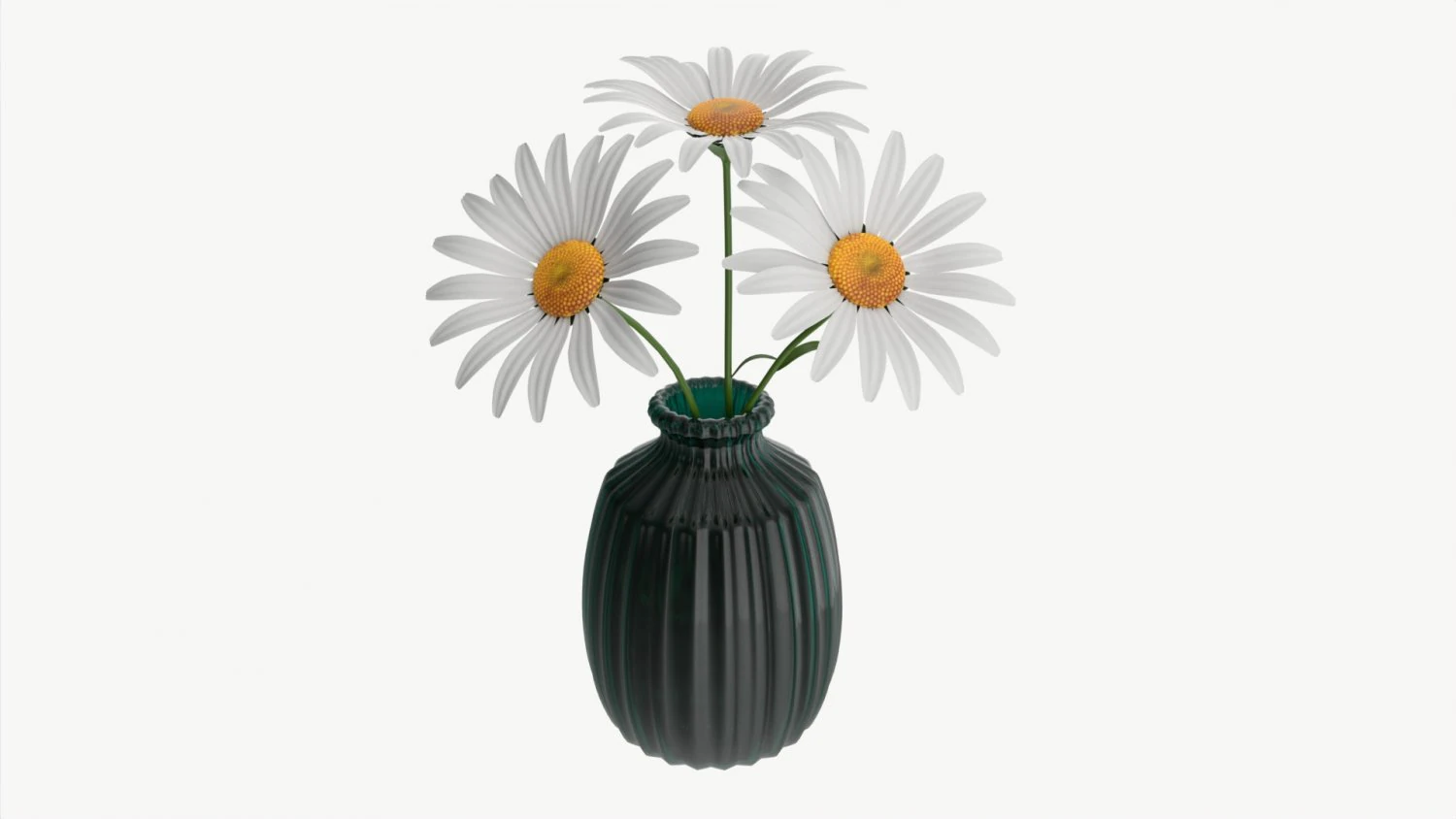 Vase with daisies 3D Model .c4d .max .obj .3ds .fbx .stl .blend
