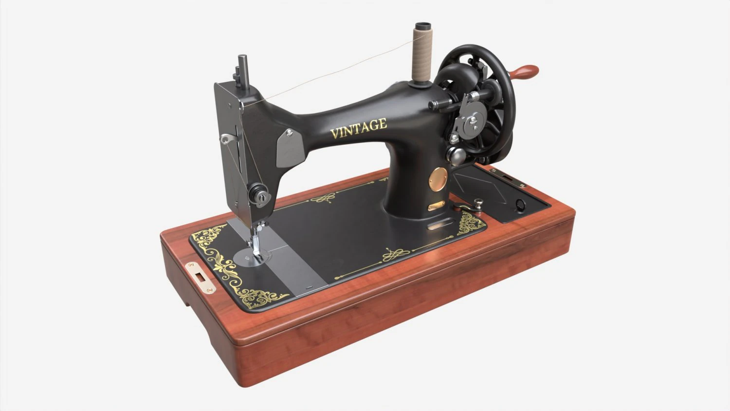 Vintage Handcrank Sewing Machine 3D Model .c4d .max .obj .3ds .fbx .stl .blend 
