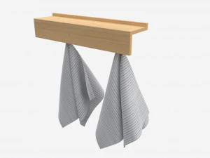 Wall Shelf Rack with Towels 3D Model